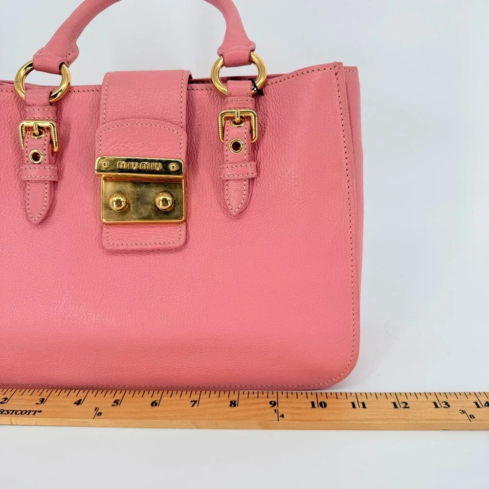 Miu Miu Madras Satchel Rosa Pink Leather Luxury Crossbody Top Handle Feminine